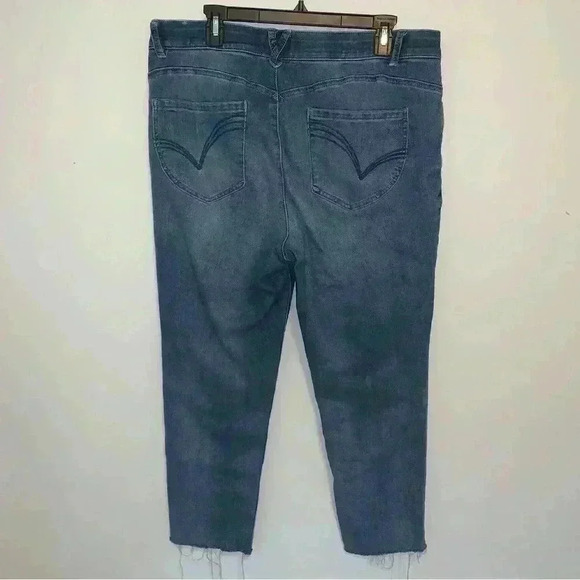 Women’s Democracy “Ab” Technology Straight Leg Denim Raw Hem Elastic Size 16 - Picture 3 of 10